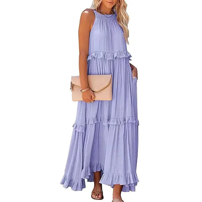 Women’s Elegant Ruffle Maxi Dress – Sleeveless Summer Beach Sundress - Image 14