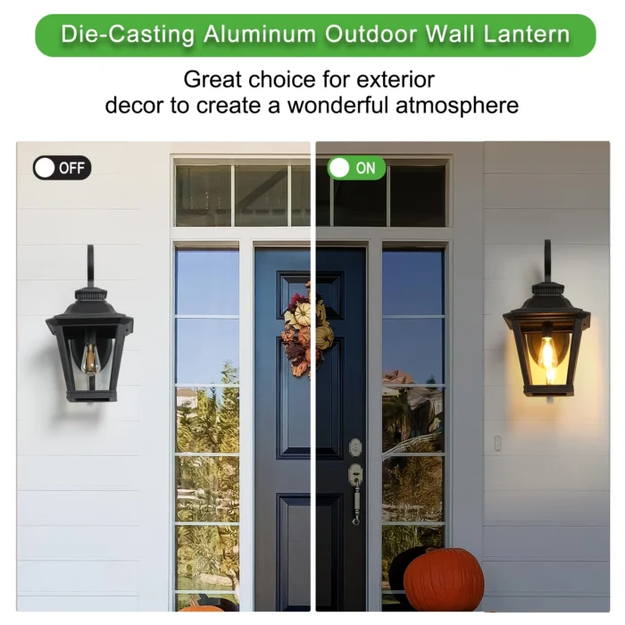 FAISHILAN Outdoor Wall Lantern – Black Vintage Sconce with Clear Glass, Weather-Resistant - Image 5