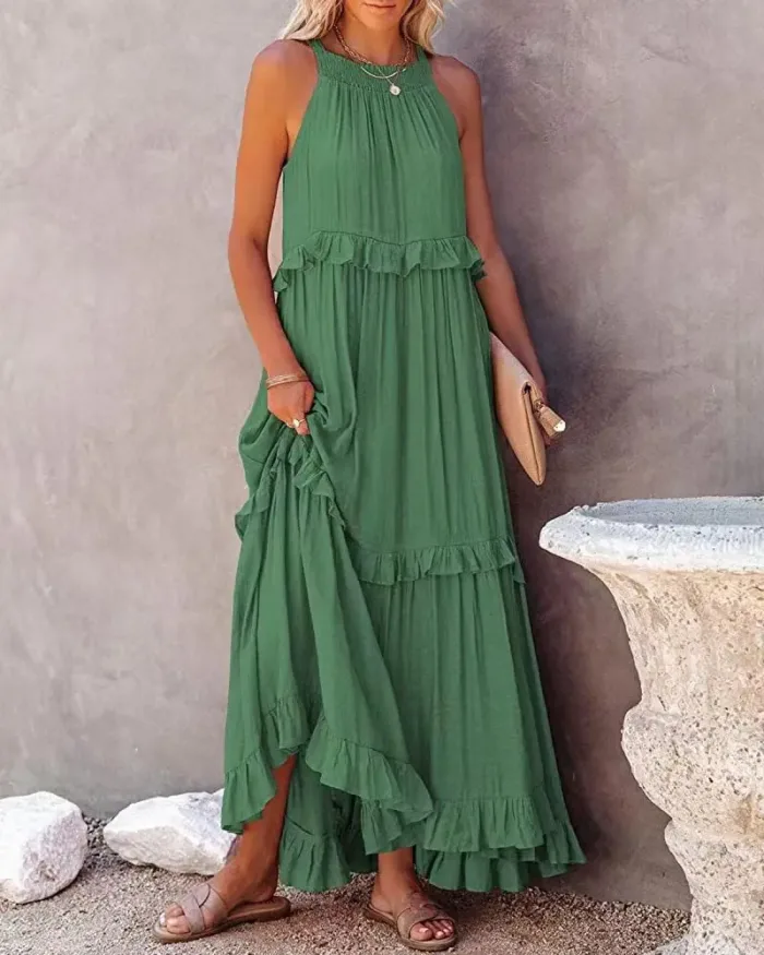 Women’s Elegant Ruffle Maxi Dress – Sleeveless Summer Beach Sundress - Image 29