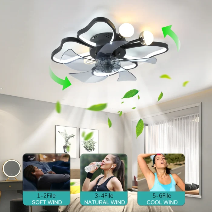 ARLGSITE Modern Ceiling Fan with Lights – Transparent Blades, 6-Speed Remote, LED Adjustable Lamp - Image 6