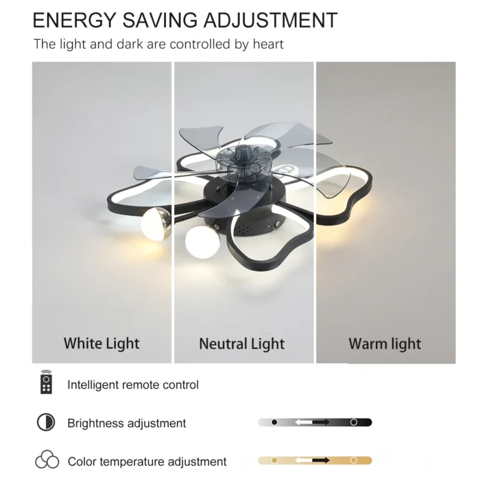 ARLGSITE Modern Ceiling Fan with Lights – Transparent Blades, 6-Speed Remote, LED Adjustable Lamp - Image 5