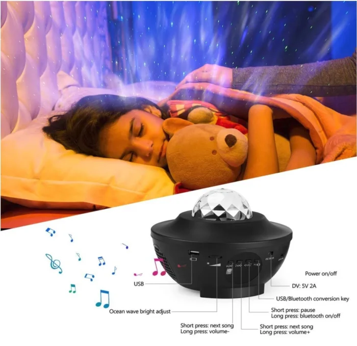 LED Starry Galaxy Projector – USB Bluetooth Night Light & Music Player for Kids - Image 6