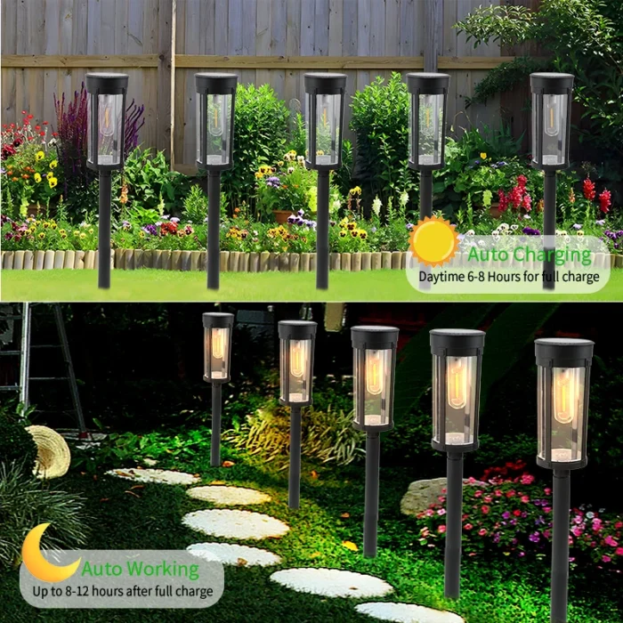 Retro Solar Pathway Warm Lights – Waterproof Outdoor Solar Powered Garden & Walkway Lighting - Image 5