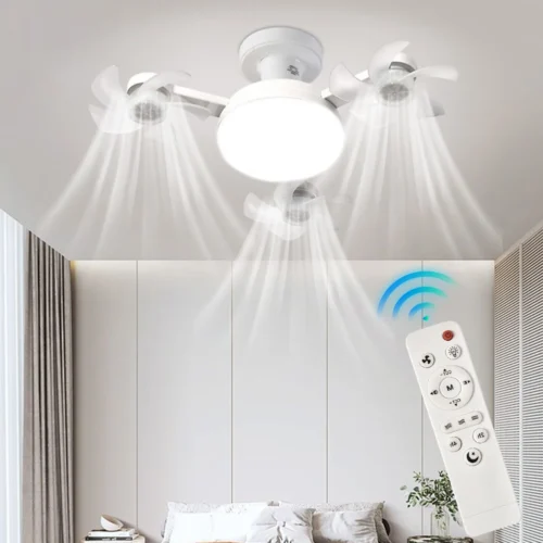 Drone Fan with LED Light – Remote Control Silent Ceiling Fan, E27 Universal Dimming