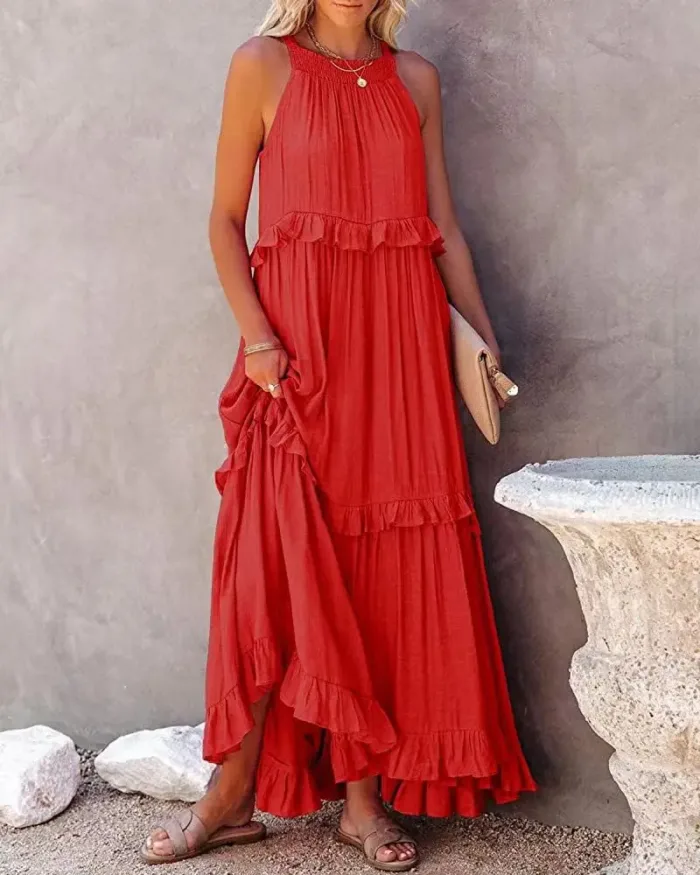 Women’s Elegant Ruffle Maxi Dress – Sleeveless Summer Beach Sundress - Image 28