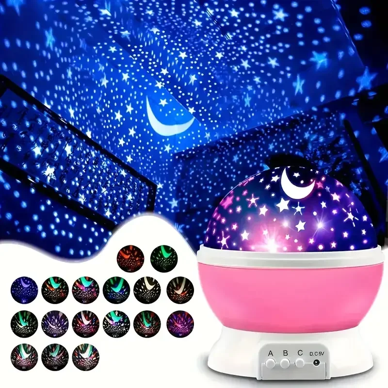 USB Starry Night Light Projector – 360° Rotating with Moon, Stars & 9 Color Modes - Image 4