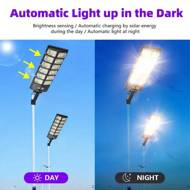 504 LED Ultra-Bright Solar Street Light – Wide Angle, Motion Sensor, Remote Control, Waterproof - Image 5