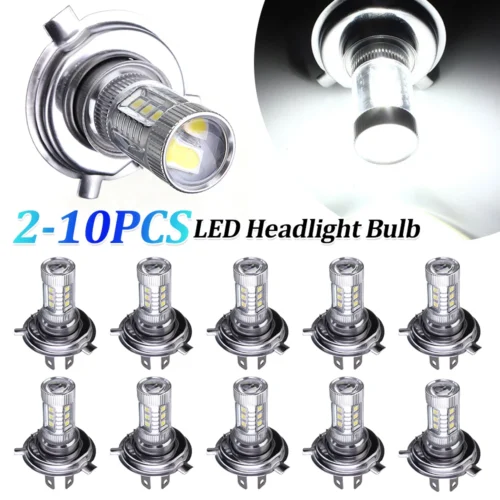 H4 LED Headlight Bulb – 80W 6000K Super White, High/Low Beam, IP67 Waterproof 12V