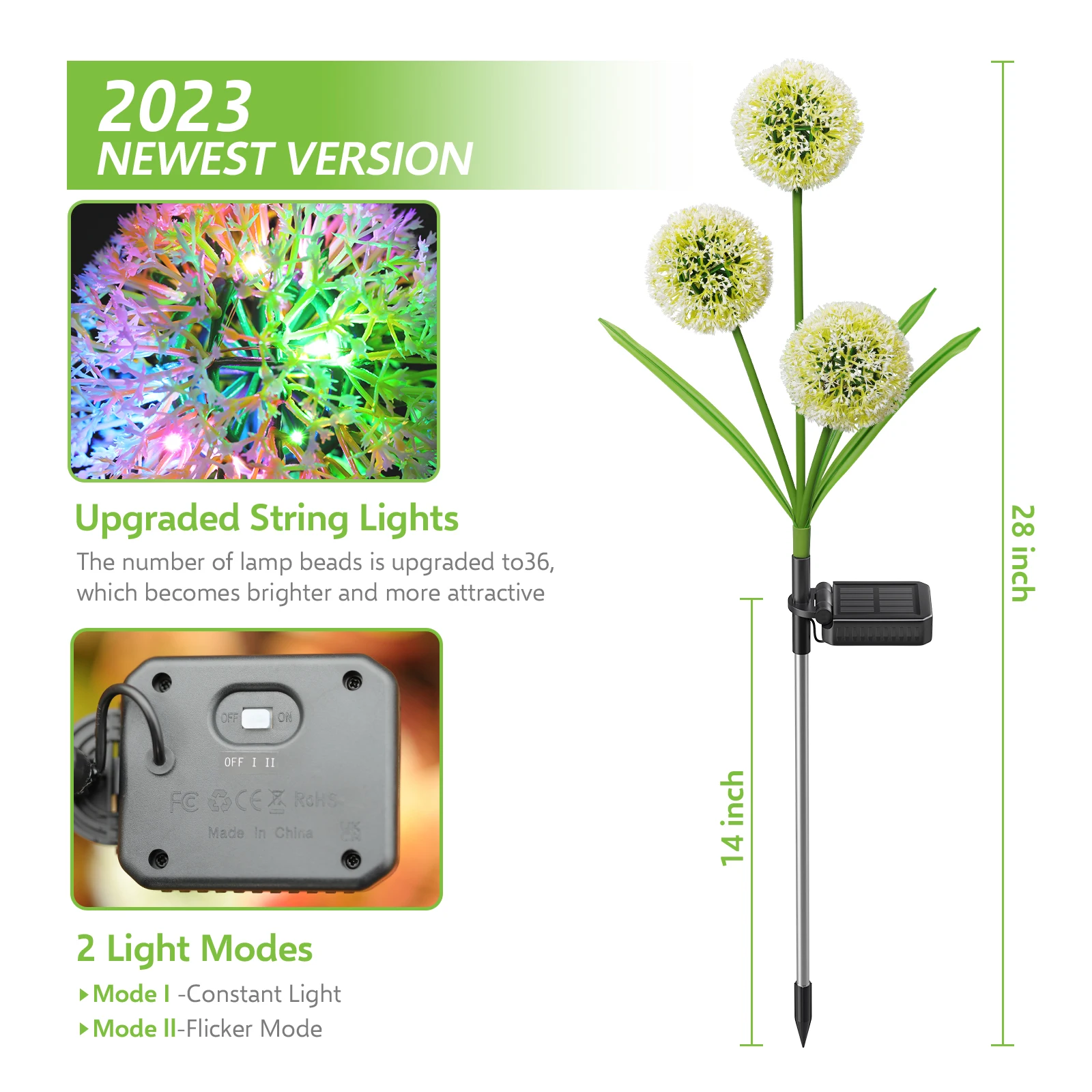 4 Pack Solar Dandelion Garden Lights – 72 LED Colorful Outdoor Decor for Yard & Pathway - Image 3