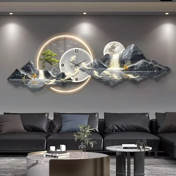 Luxury LED Wall Clock – Silent Minimalist Nordic Design for Living Room Decor