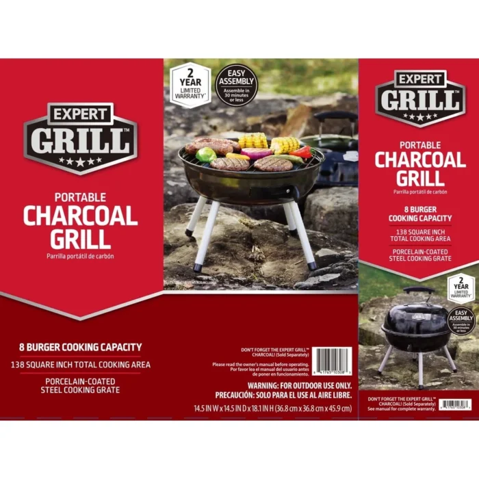 14.5" Portable Charcoal Grill - Tabletop Dome Design with Adjustable Vents for Camping & Picnics - Image 6