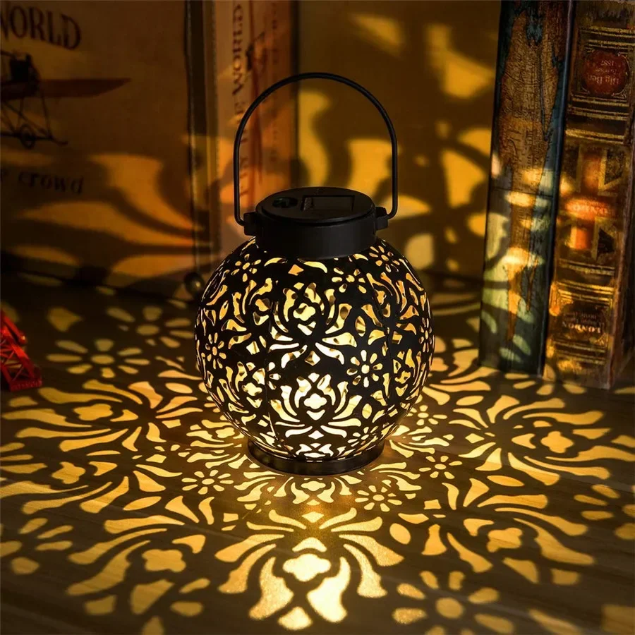 Outdoor Solar Hanging Garden Light – Hollow Iron Art LED Waterproof Landscape Projection Lamp - Image 3