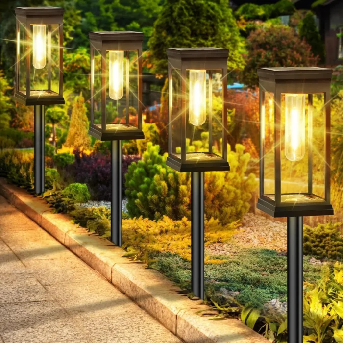 4 PCS Solar Pathway Lights – Waterproof Bright Solar Lamps for Yard, Garden & Walkway