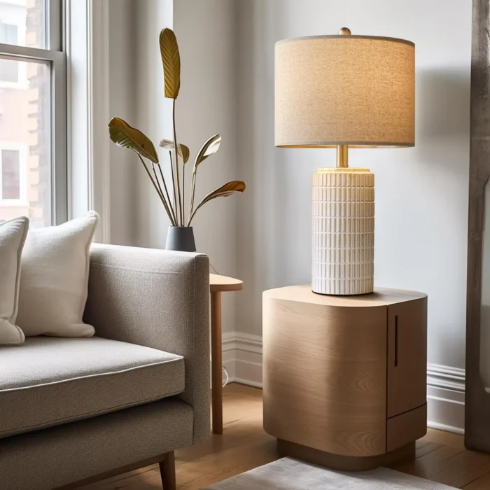 Set of 2 White Ceramic Table Lamps – Farmhouse Bedside & Living Room Desk Lighting - Image 3