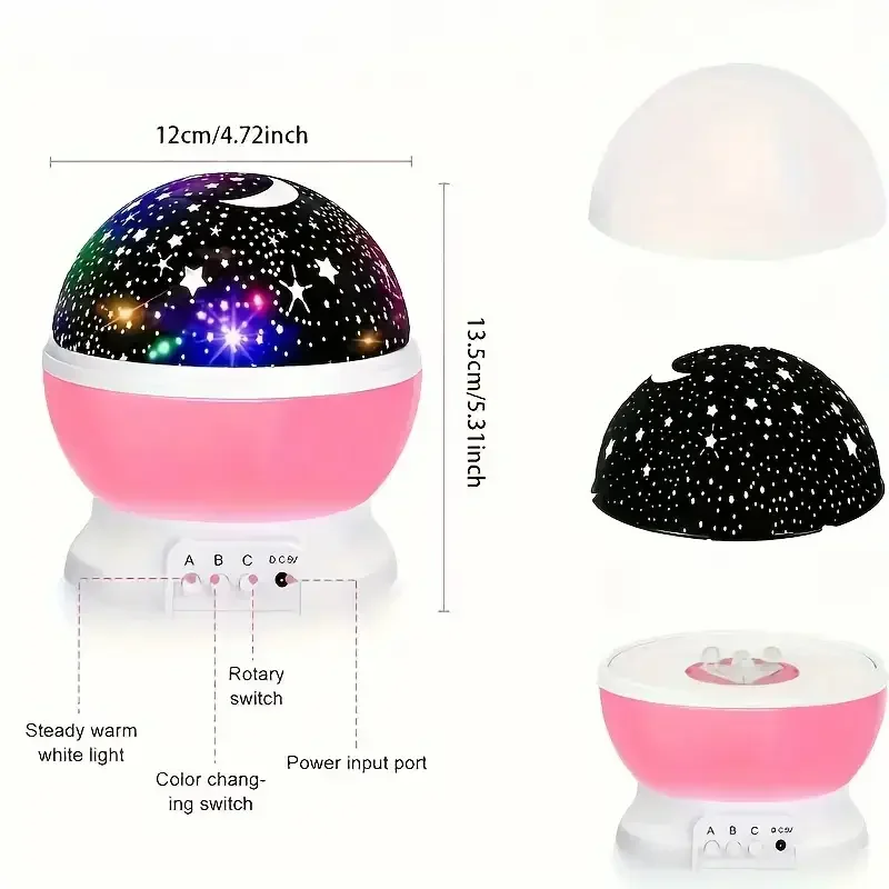 USB Starry Night Light Projector – 360° Rotating with Moon, Stars & 9 Color Modes - Image 5
