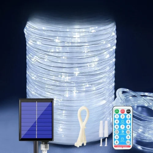 107ft/73ft Solar Rope Lights – 300/200 LED Waterproof IP65 String Lights with 8 Modes