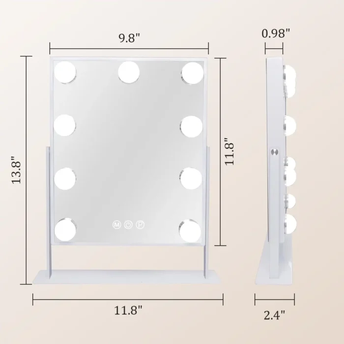 Illuminated Vanity Mirror – 9 LED Bulbs, 10x Magnifier, 3 Color Modes & 360° Swivel - Image 5