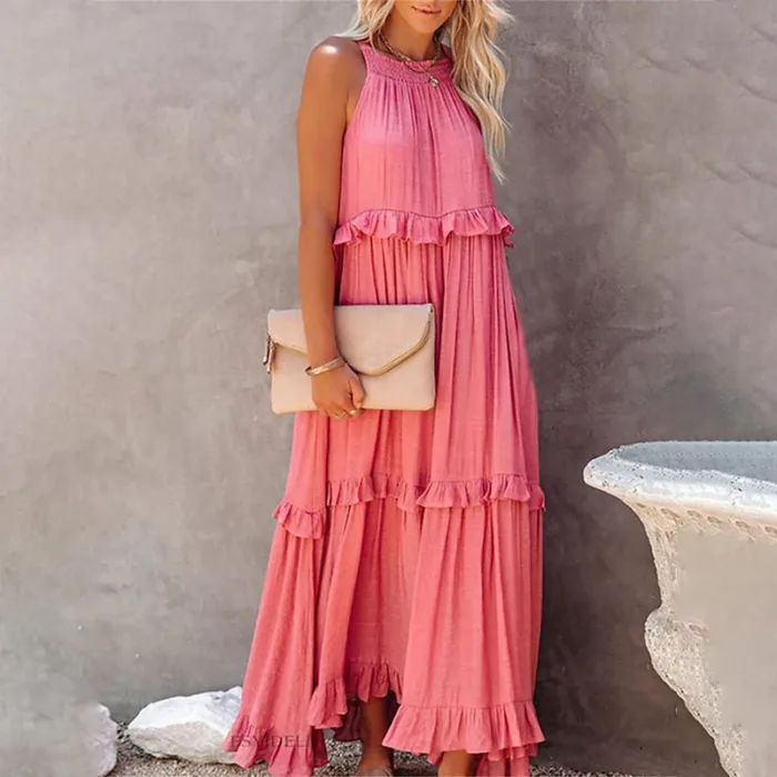 Women’s Elegant Ruffle Maxi Dress – Sleeveless Summer Beach Sundress - Image 16