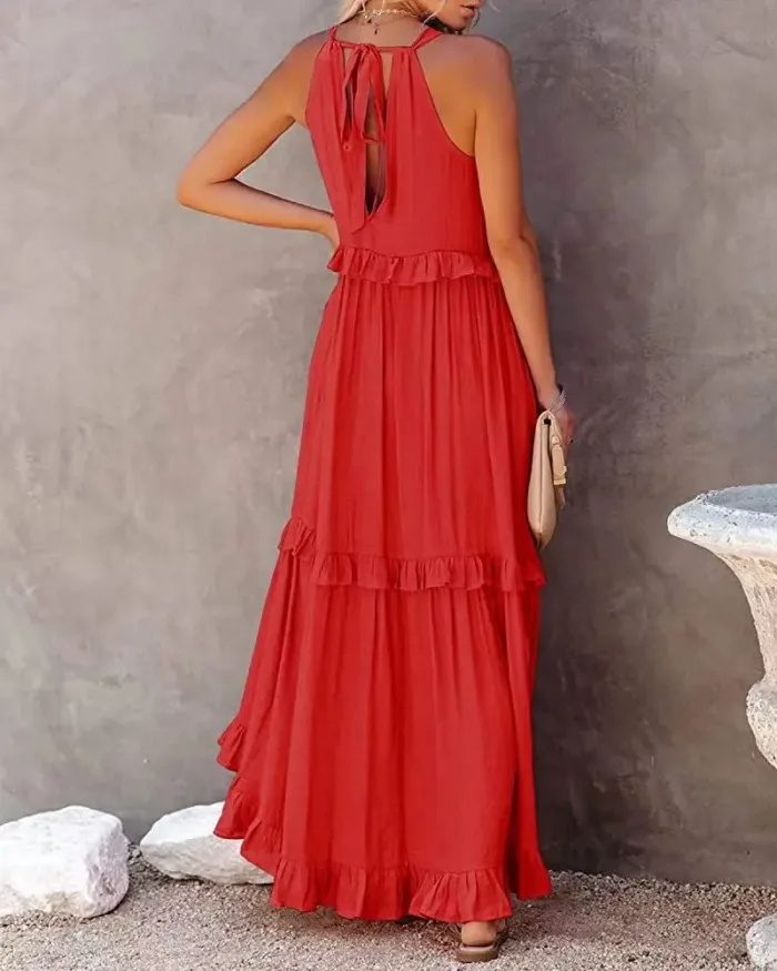 Women’s Elegant Ruffle Maxi Dress – Sleeveless Summer Beach Sundress - Image 34