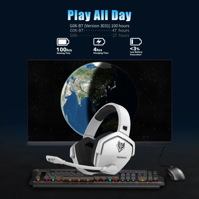 NUBWO G06 Wireless Gaming Headset – 7.1 Surround, ENC Mic, PC/PS4/PS5 - Image 3