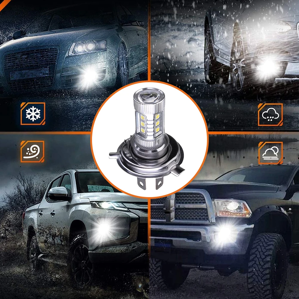 H4 LED Headlight Bulb – 80W 6000K Super White, High/Low Beam, IP67 Waterproof 12V - Image 4