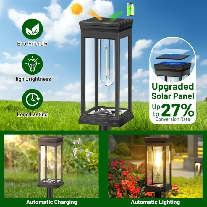 4 PCS Solar Pathway Lights – Waterproof Bright Solar Lamps for Yard, Garden & Walkway - Image 2