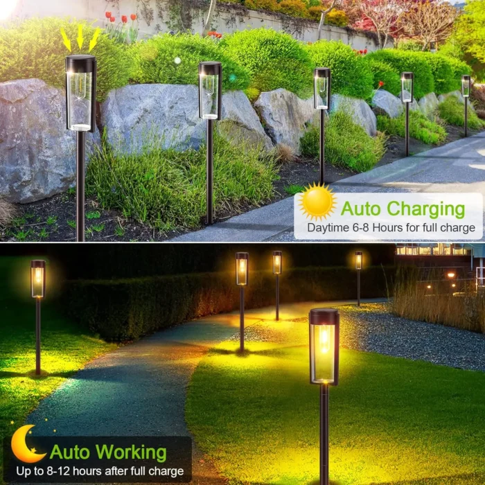 6/12-Pack Solar Pathway Lights – Auto On/Off Outdoor Landscape Lighting - Image 2