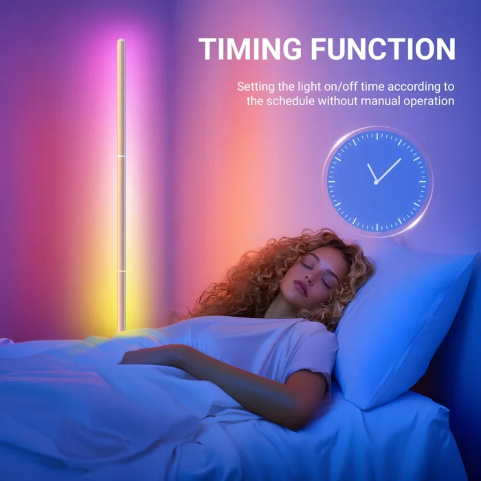 1 Pack Elegant White Corner Floor Lamp – RGB Color Changing with App & Remote Control - Image 2