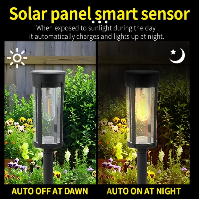Retro Solar Pathway Warm Lights – Waterproof Outdoor Solar Powered Garden & Walkway Lighting - Image 3