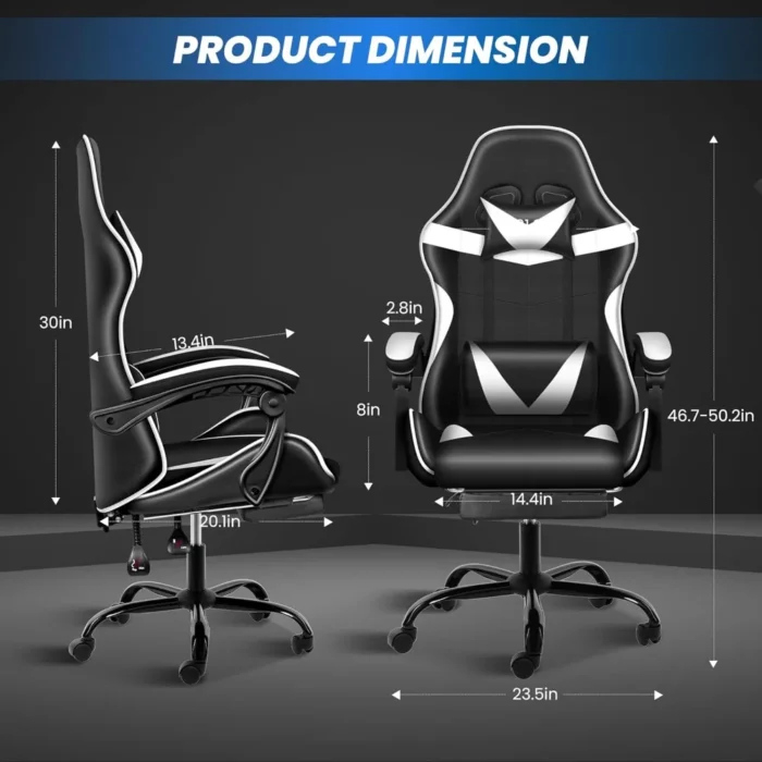 Ergonomic Gaming Chair with Footrest – Reclining, Adjustable, Lumbar Support - Image 2