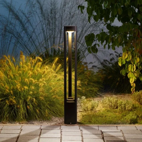 Outdoor LED Bollard Landscape Light – Black Garden Pathway & Lawn Lamp for Patio & Driveway