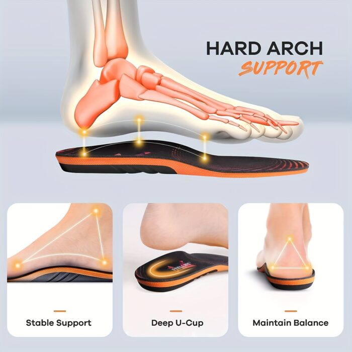 High Arch Support Insoles 300lb+ – Shock-Absorbing Inserts for Flat Feet, Work & Sports - Image 5