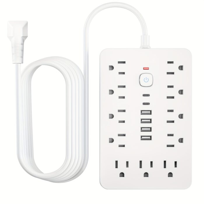 17-in-1 Surge Protector Power Strip – 11 AC, 4 USB, 2 Type-C, Flat Plug Design - Image 8