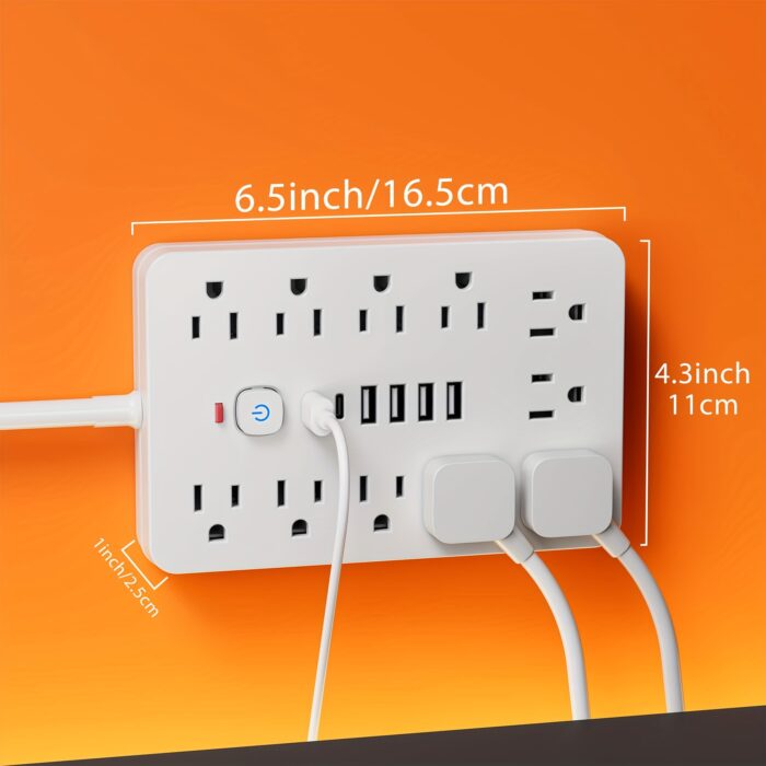 17-in-1 Surge Protector Power Strip – 11 AC, 4 USB, 2 Type-C, Flat Plug Design - Image 4