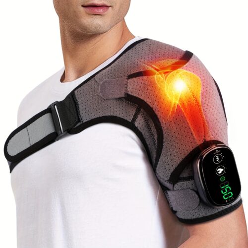 Heated Shoulder Massager – Portable Electric Pad with Vibration & Adjustable Strap