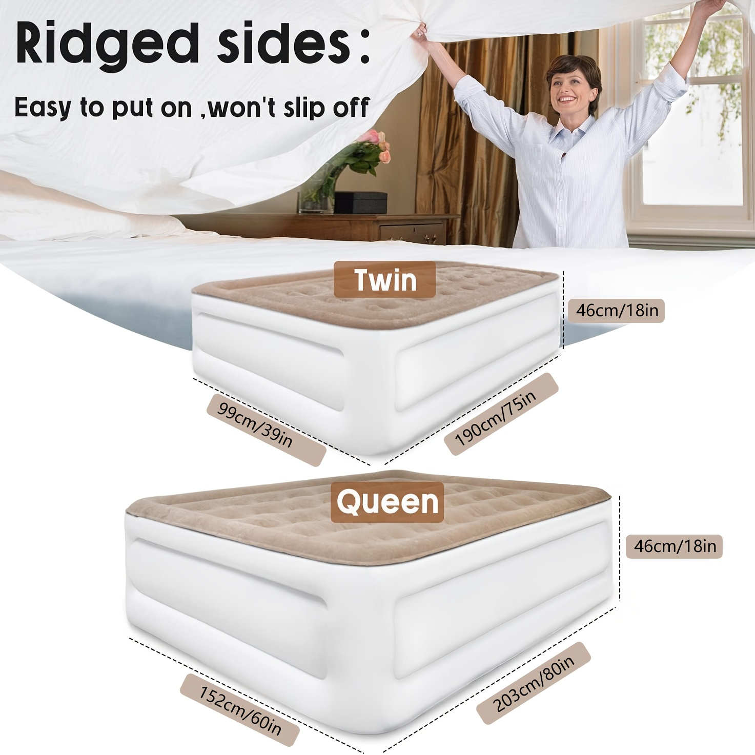 Luxury Air Mattress with Built-In Pump – 18" Double-High, Fast Inflate, 750lb Max (Queen/Twin) - Image 5