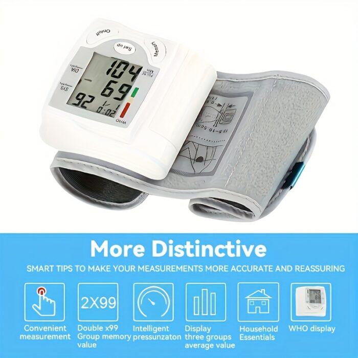 Automatic Wrist Blood Pressure Monitor – Large LCD, Pulse & Irregular Heartbeat Detection - Image 5