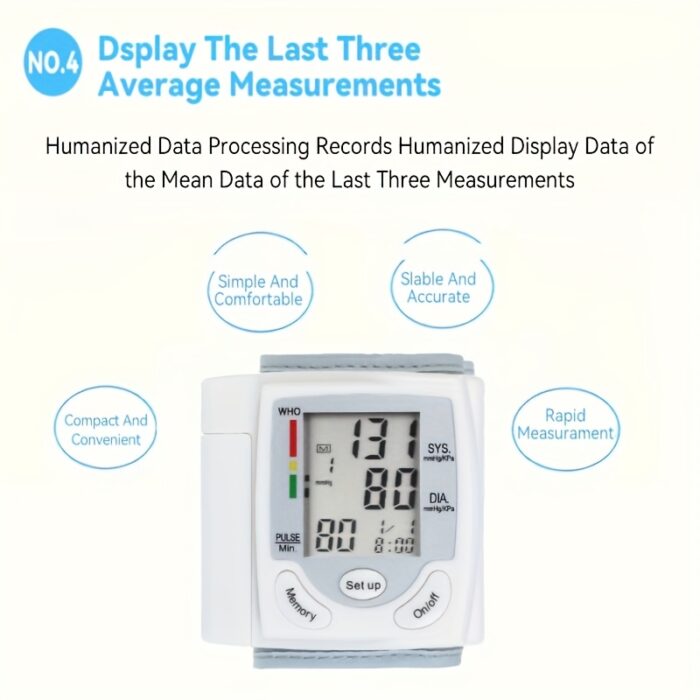 Automatic Wrist Blood Pressure Monitor – Large LCD, Pulse & Irregular Heartbeat Detection - Image 8