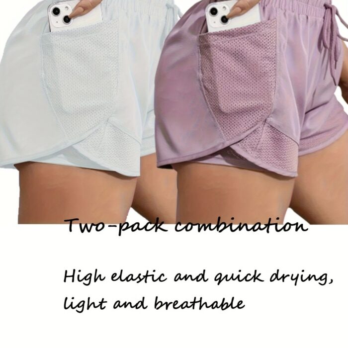 2pcs Women’s Sports Shorts Set – High-Waist, Quick-Dry & Breathable for Yoga & Running - Image 11