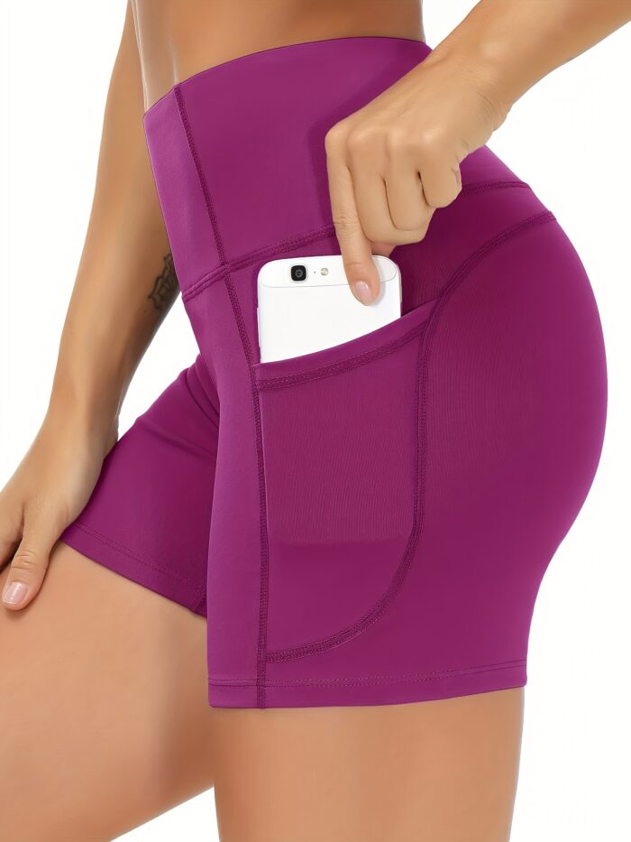 5pcs High-Waisted Workout Shorts – 6" Length, Pocketed, Soft Tummy Control for Yoga & Running - Image 9