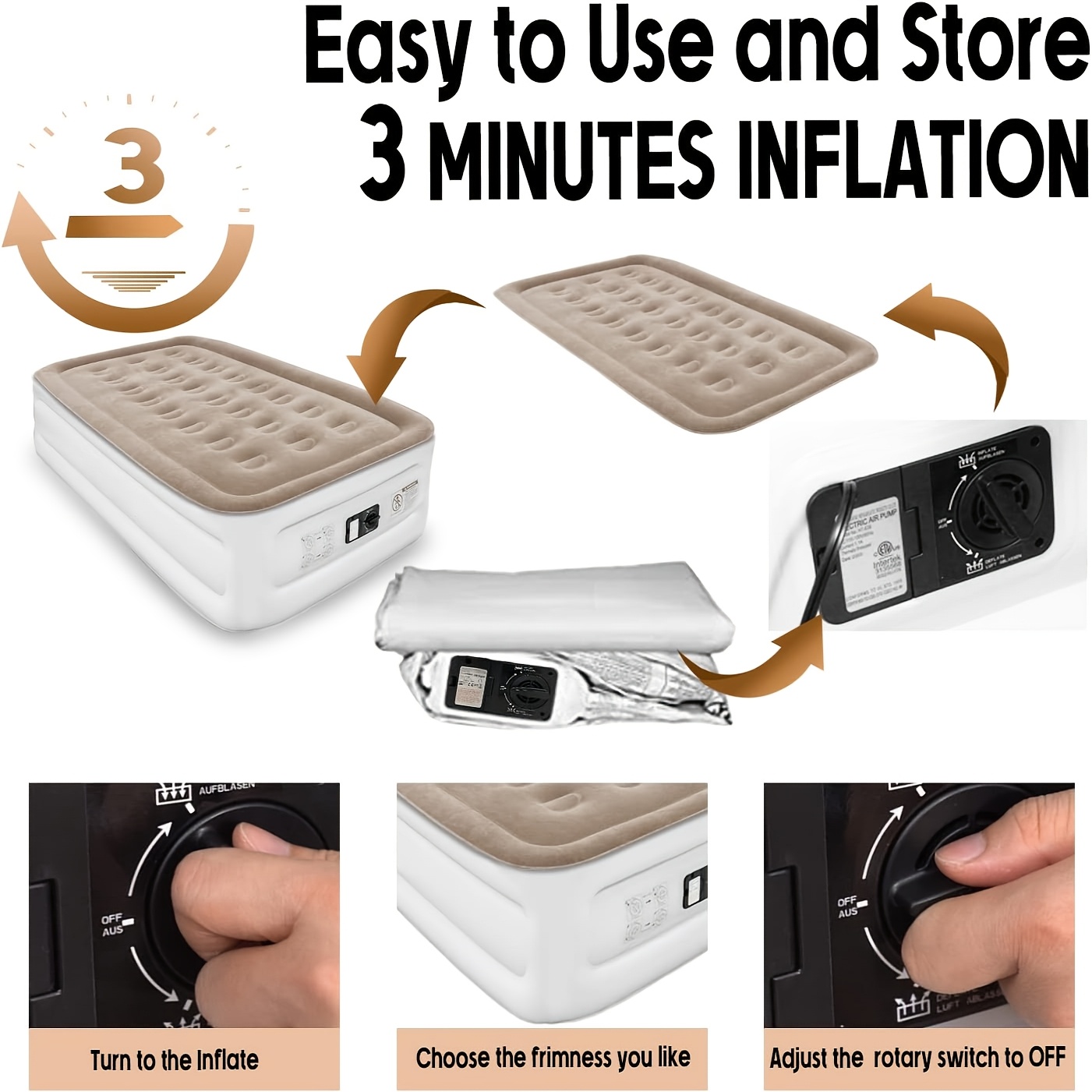 Luxury Air Mattress with Built-In Pump – 18" Double-High, Fast Inflate, 750lb Max (Queen/Twin) - Image 3