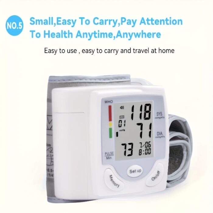 Automatic Wrist Blood Pressure Monitor – Large LCD, Pulse & Irregular Heartbeat Detection - Image 9