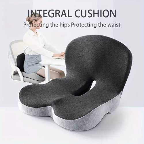Ergonomic Memory Foam Seat Cushion – Supportive Backrest for Office & Gaming