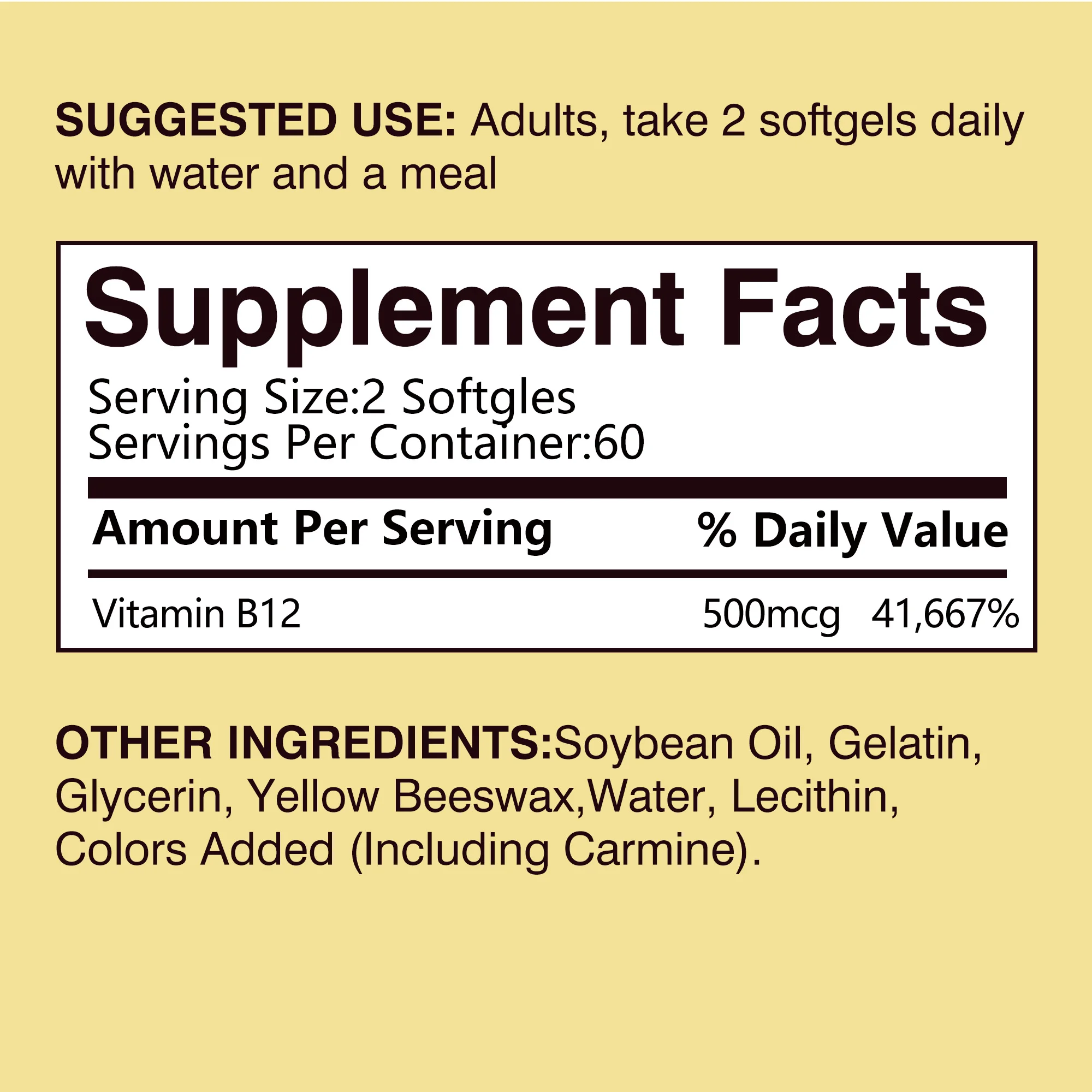 Vitamin B12 500 mcg – Energy, Mood & Nervous System Support (120 Capsules) - Image 2