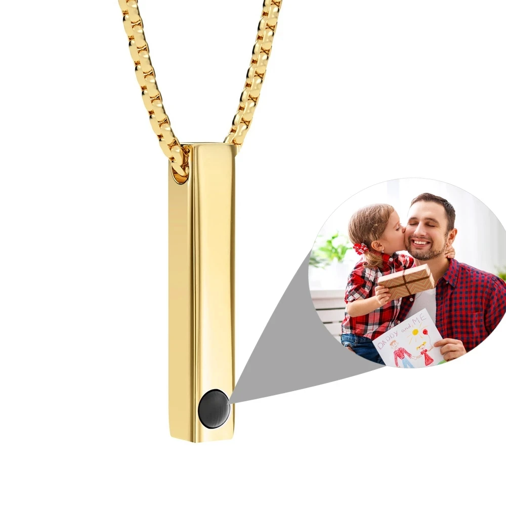 Personalized Photo Bar Necklace for Men Memorial Gift Dad Boyfriend Birthday Anniversary - Image 12