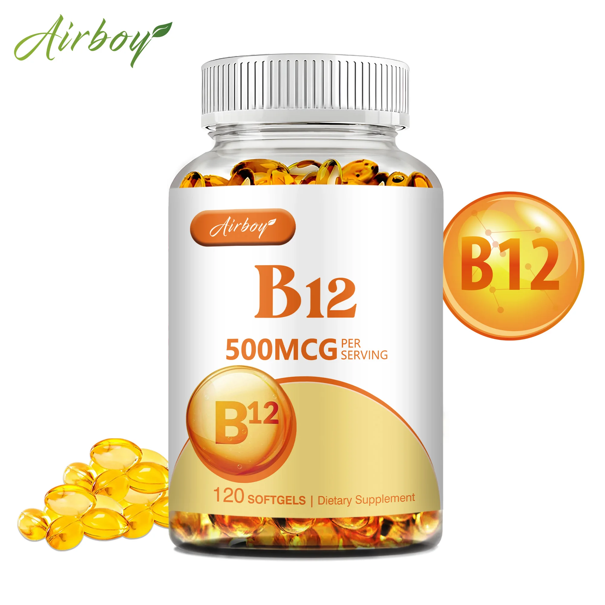 Vitamin B12 500 mcg – Energy, Mood & Nervous System Support (120 Capsules)
