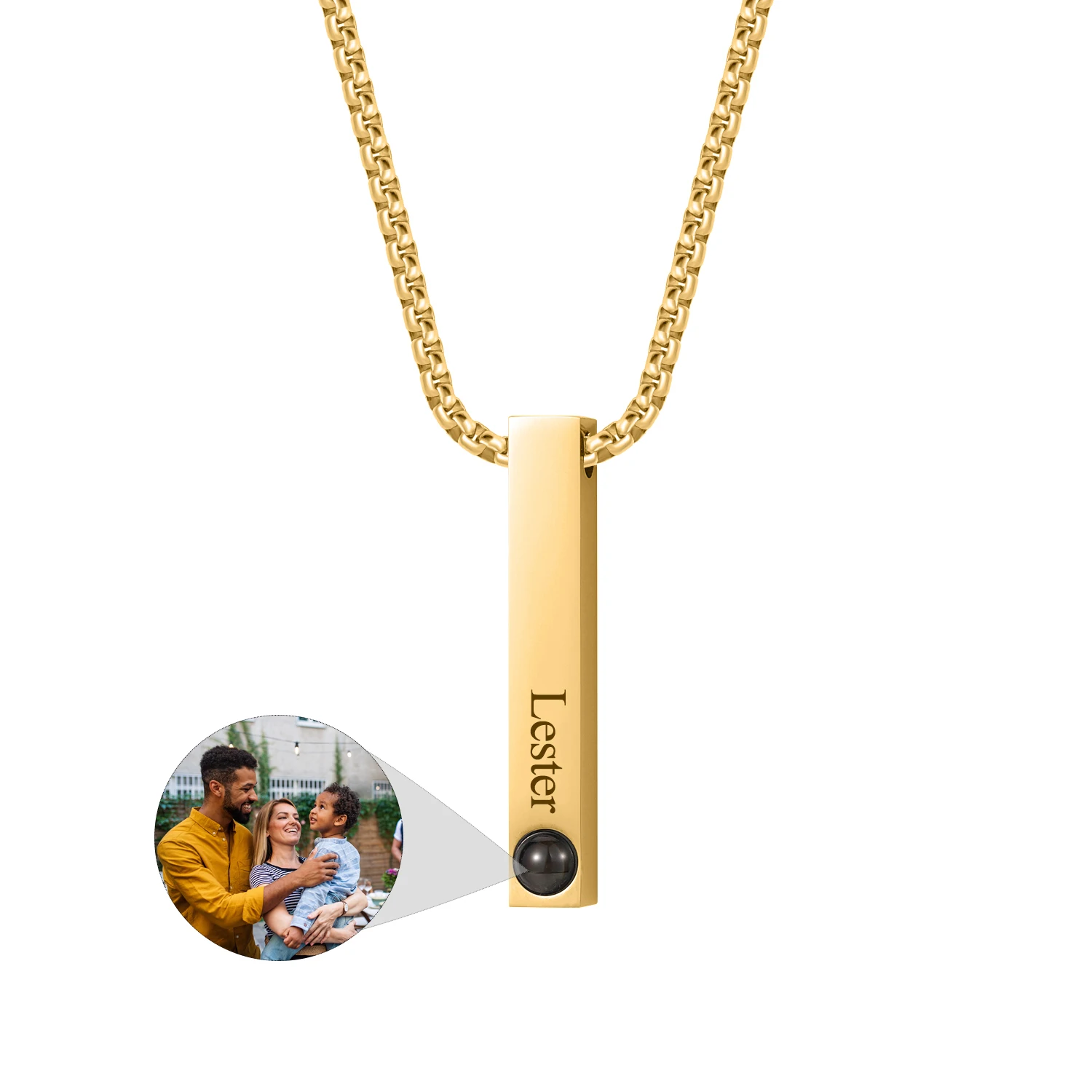 Personalized Photo Bar Necklace for Men Memorial Gift Dad Boyfriend Birthday Anniversary - Image 4