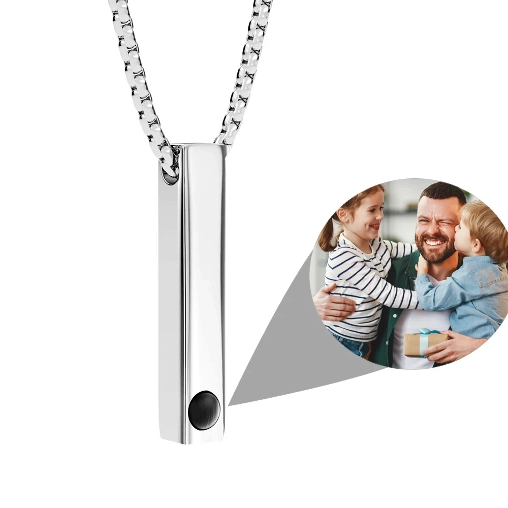 Personalized Photo Bar Necklace for Men Memorial Gift Dad Boyfriend Birthday Anniversary - Image 11
