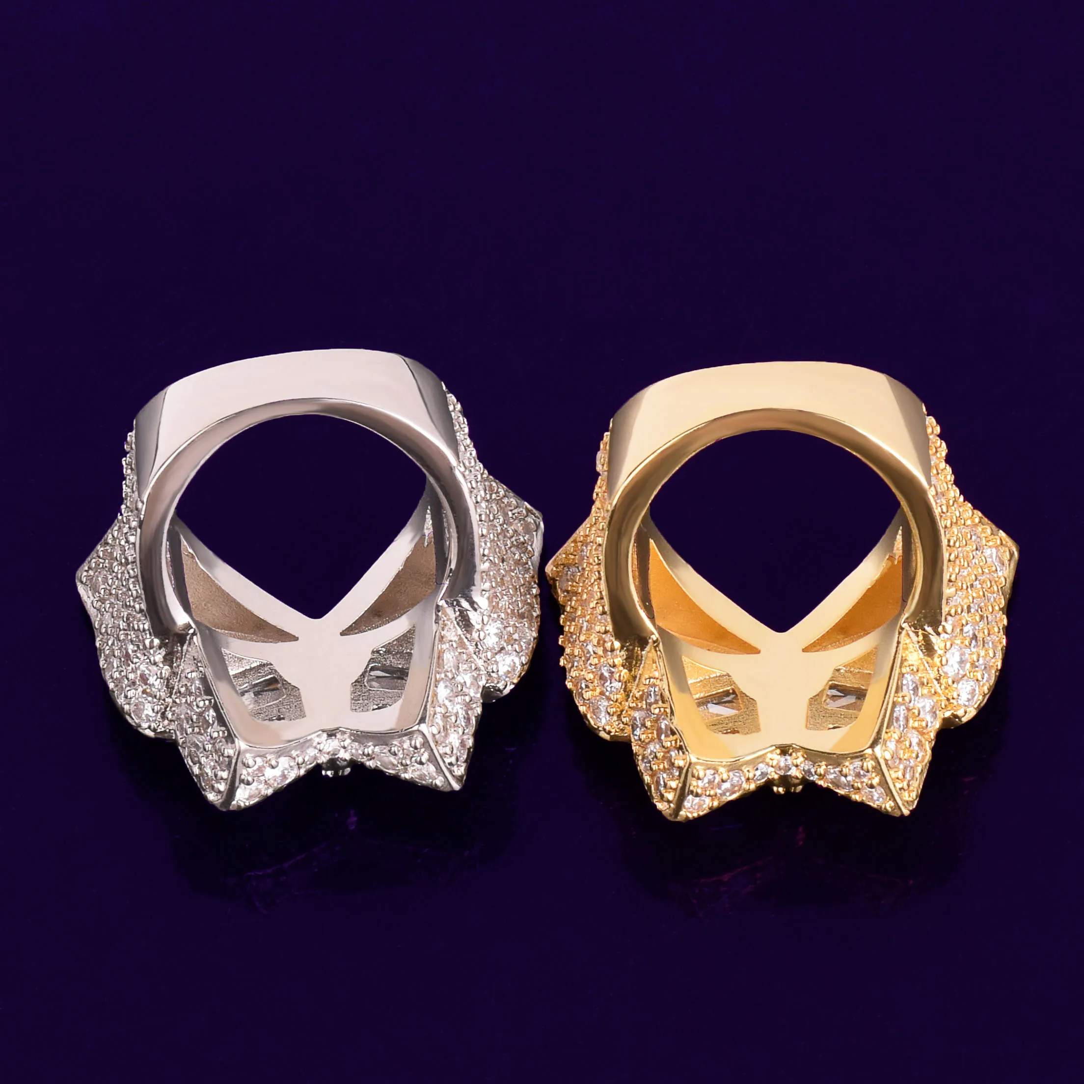 Bubble Letter Butterfly Ring – Iced Out CZ, Gold Plated Hip Hop Jewelry - Image 3