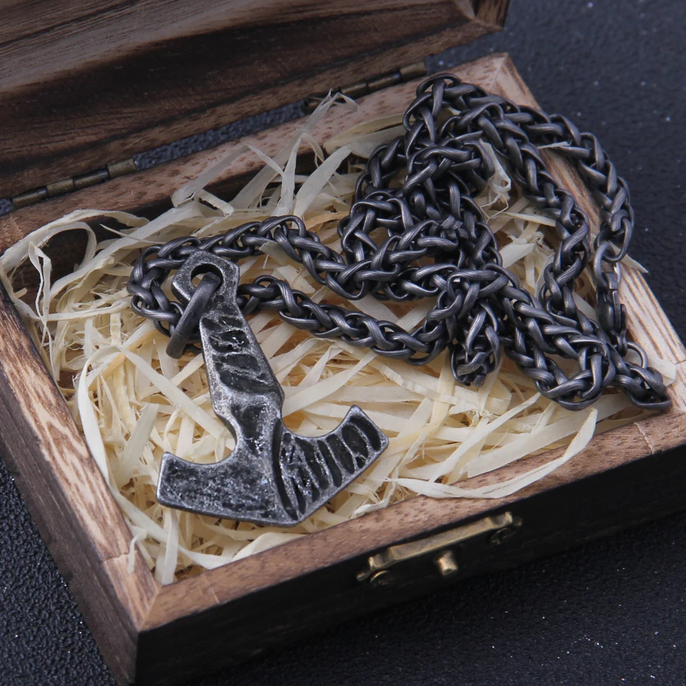 Iron Color Viking Odin Rune Pendant Necklace with Stainless Steel Chain - Image 2